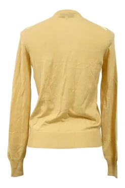 Rive Gauche yellow wool interlock jersey knit V-neck pullover sweater
