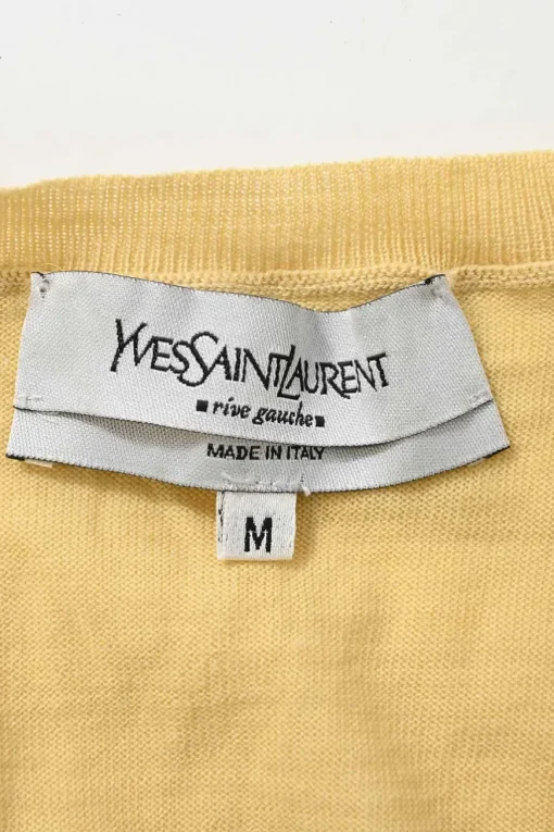Rive Gauche yellow wool interlock jersey knit V-neck pullover sweater