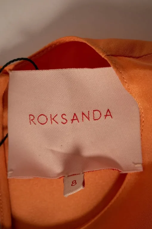 Roksanda round neck long sleeve tangerine top in silk with elasticad cuffs
