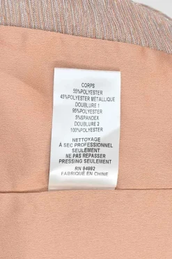 Rose gold metallic polyester-blend ruched bustier sheath dress with adjustable spaghetti straps