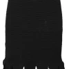 Salon 01 black cotton-blend fringe knit pencil skirt