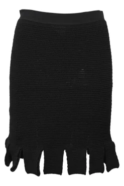 Salon 01 black cotton-blend fringe knit pencil skirt
