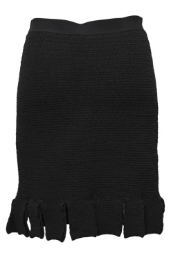 Salon 01 black cotton-blend fringe knit pencil skirt
