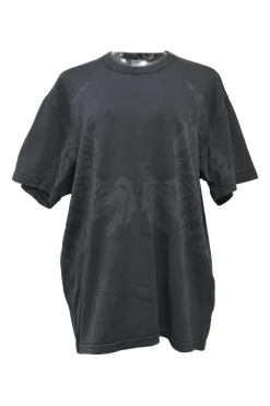 Screen-printed washed black cotton jersey crewneck pullover T-shirt graphic knight motif