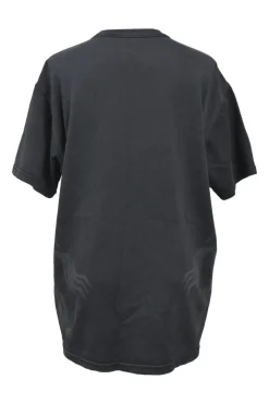 Screen-printed washed black cotton jersey crewneck pullover T-shirt graphic knight motif
