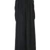 Sfilata black silk Jedy pinafore maxi skirt featuring criss-cross straps