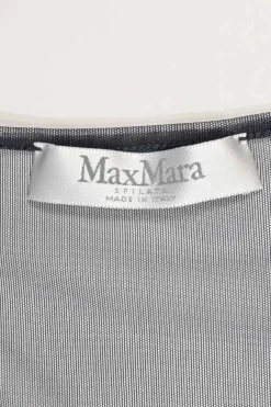 Sfilata navy semi-sheer mesh long sleeve peek-a-boo top with built-in camisole