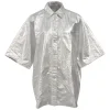 Silver polyester-blend lamé point collar dolman sleeve cocoon shirt
