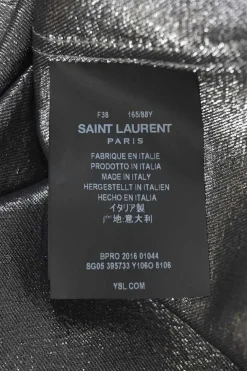 Silver silk-blend lamé spread collar button-front shirt