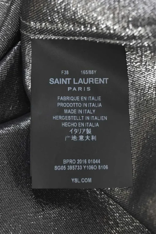 Silver silk-blend lamé spread collar button-front shirt