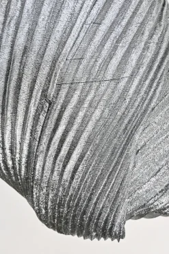 Silver silk-blend pull-on A-line plissé midi skirt