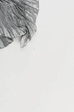 Silver silk-blend pull-on A-line plissé midi skirt