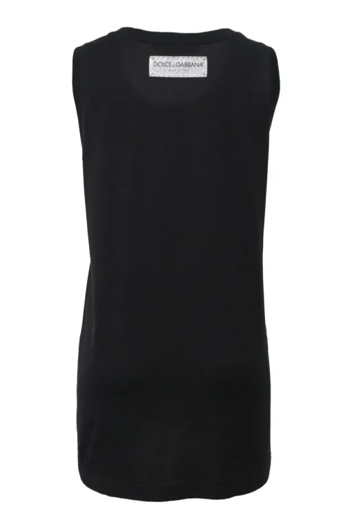 Sleeveless black cotton top with heart
