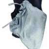 Sleeveless top in blue wool with metallic blue top "stuck" on