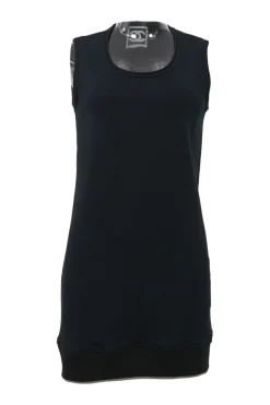 Sports Line black cotton French terry sleeveless pullover mini dress