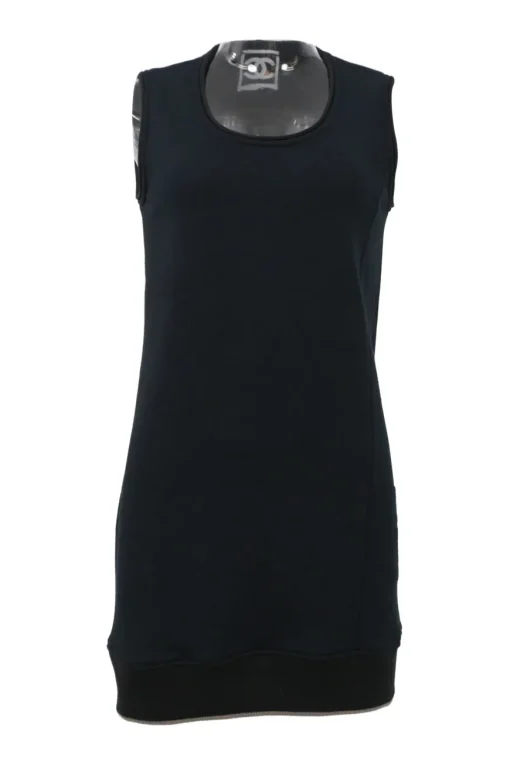 Sports Line black cotton French terry sleeveless pullover mini dress
