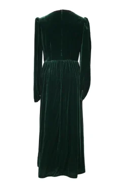Strass bow-embellished rayon-blend velvet Camille keyhole-front long sleeve tea dress