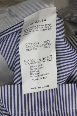 Striped navy cotton poplin bi-layer racerback tank top with pleated back