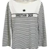 Striped polyester jersey knit bateau neck Dioriviera long sleeve top