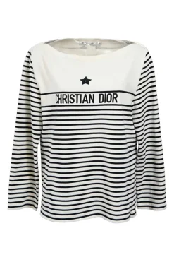 Striped polyester jersey knit bateau neck Dioriviera long sleeve top