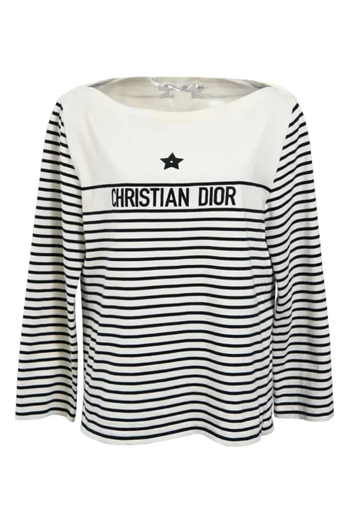 Striped polyester jersey knit bateau neck Dioriviera long sleeve top