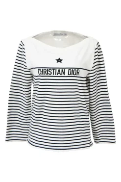 Striped polyester jersey knit bateau neck Dioriviera long sleeve top