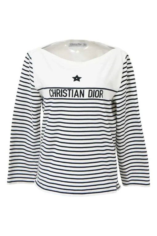 Striped polyester jersey knit bateau neck Dioriviera long sleeve top