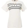 Summer Stardust two-tone screen-printed crewneck pullover T-shirt featuring striped and stars motif