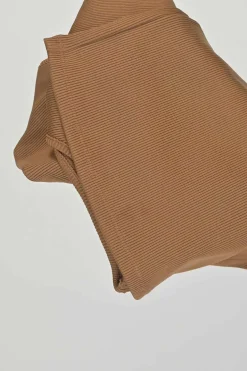 Tan nylon-blend micro rib knit Lesly racerback tank top