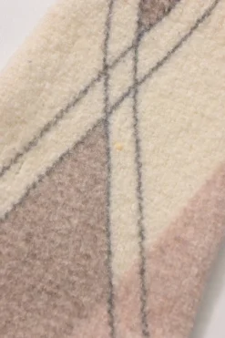 Taupe and blush boiled wool-blend argyle crewneck pullover sweater