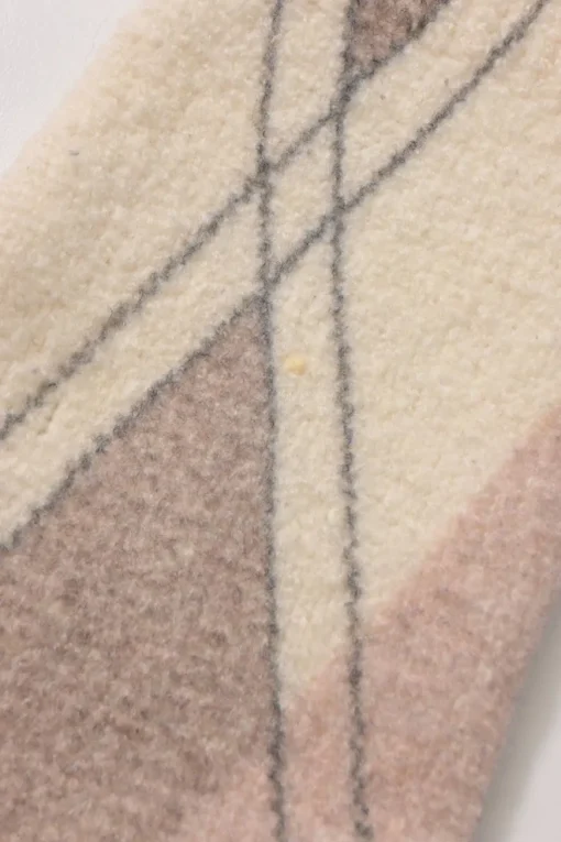 Taupe and blush boiled wool-blend argyle crewneck pullover sweater