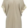 Taupe bias-cut portrait neckline cowl-back dolman sleeve blouse