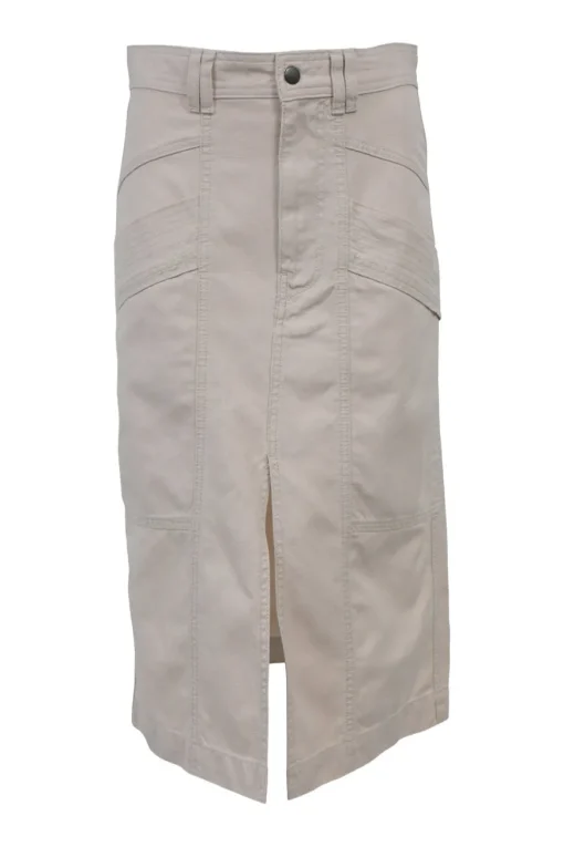 Taupe cotton-linen blend Prime slit-front cargo midi skirt