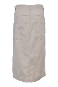Taupe cotton-linen blend Prime slit-front cargo midi skirt