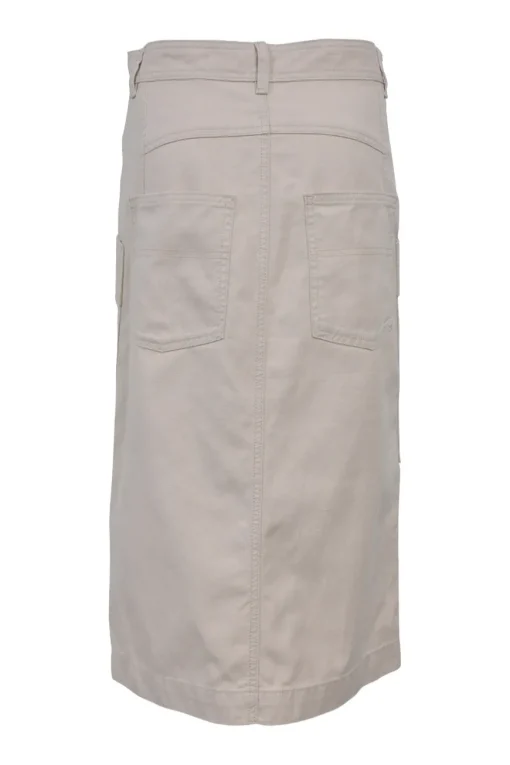 Taupe cotton-linen blend Prime slit-front cargo midi skirt