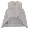 Taupe grey cotton-blend swing-style origami paneled waistcoat with high-low hem