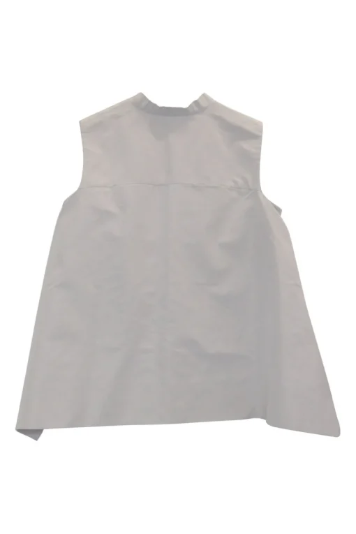 Taupe grey cotton-blend swing-style origami paneled waistcoat with high-low hem