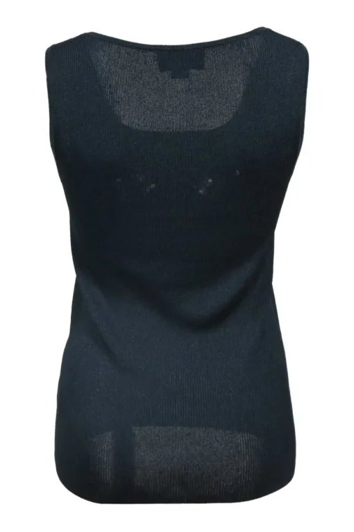 Teal blue metallic jersey knit scoop tank top