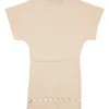 Tender pink acetate-blend cap sleeve mini sheath dress with cutout hem