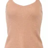 Terracotta cashmere-blend glitter rib knit tank top