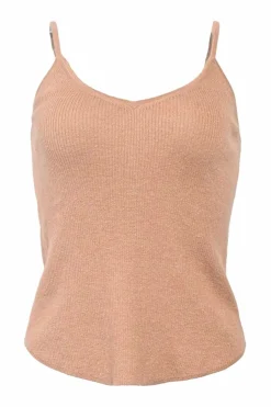 Terracotta cashmere-blend glitter rib knit tank top