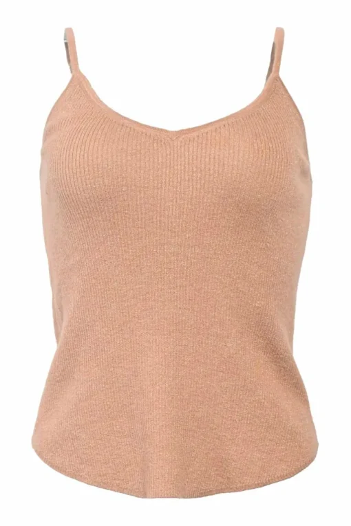 Terracotta cashmere-blend glitter rib knit tank top