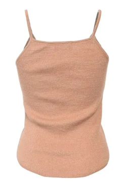 Terracotta cashmere-blend glitter rib knit tank top