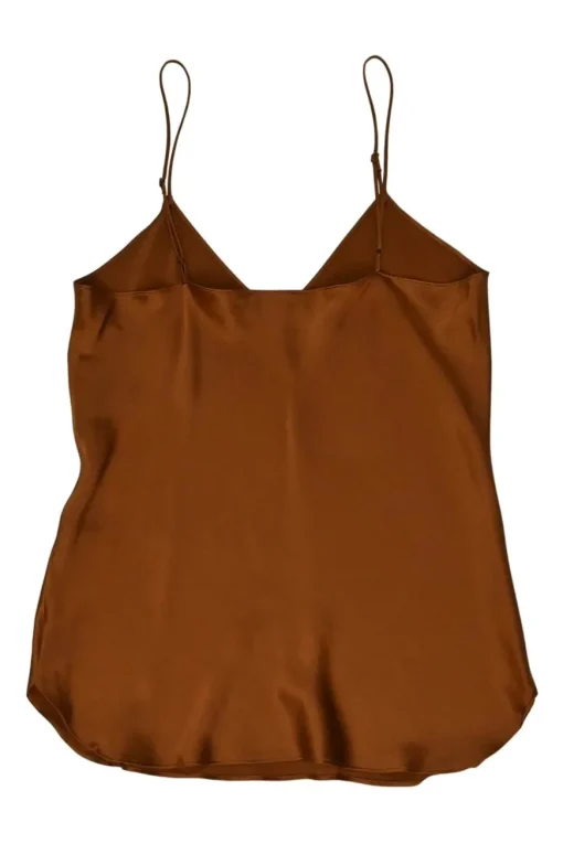 Terracotta silk slip-style camisole with adjustable spaghetti straps