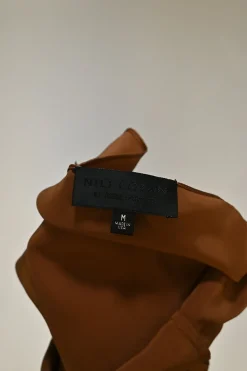 Terracotta silk slip-style camisole with adjustable spaghetti straps