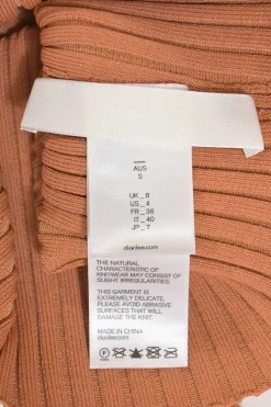 Terracotta viscose-blend rib knit polo neck slit-front pullover long sleeve top