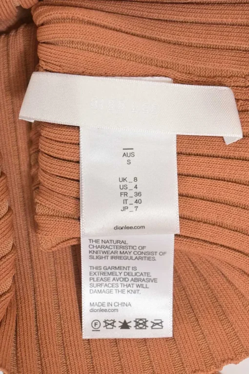 Terracotta viscose-blend rib knit polo neck slit-front pullover long sleeve top