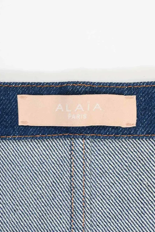 True indigo cotton denim zip-front bustier top