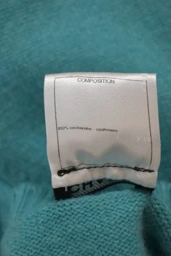 Turquoise cashmere button-front cropped cardigan