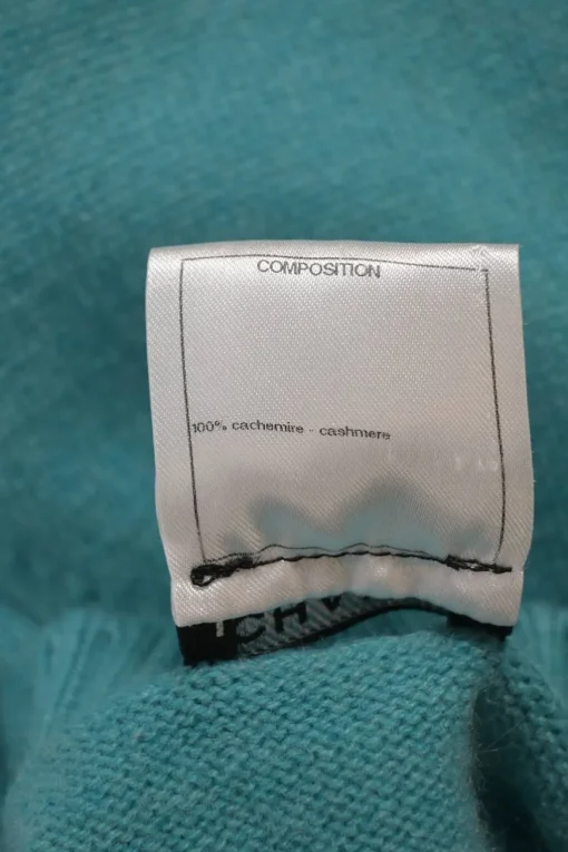 Turquoise cashmere button-front cropped cardigan